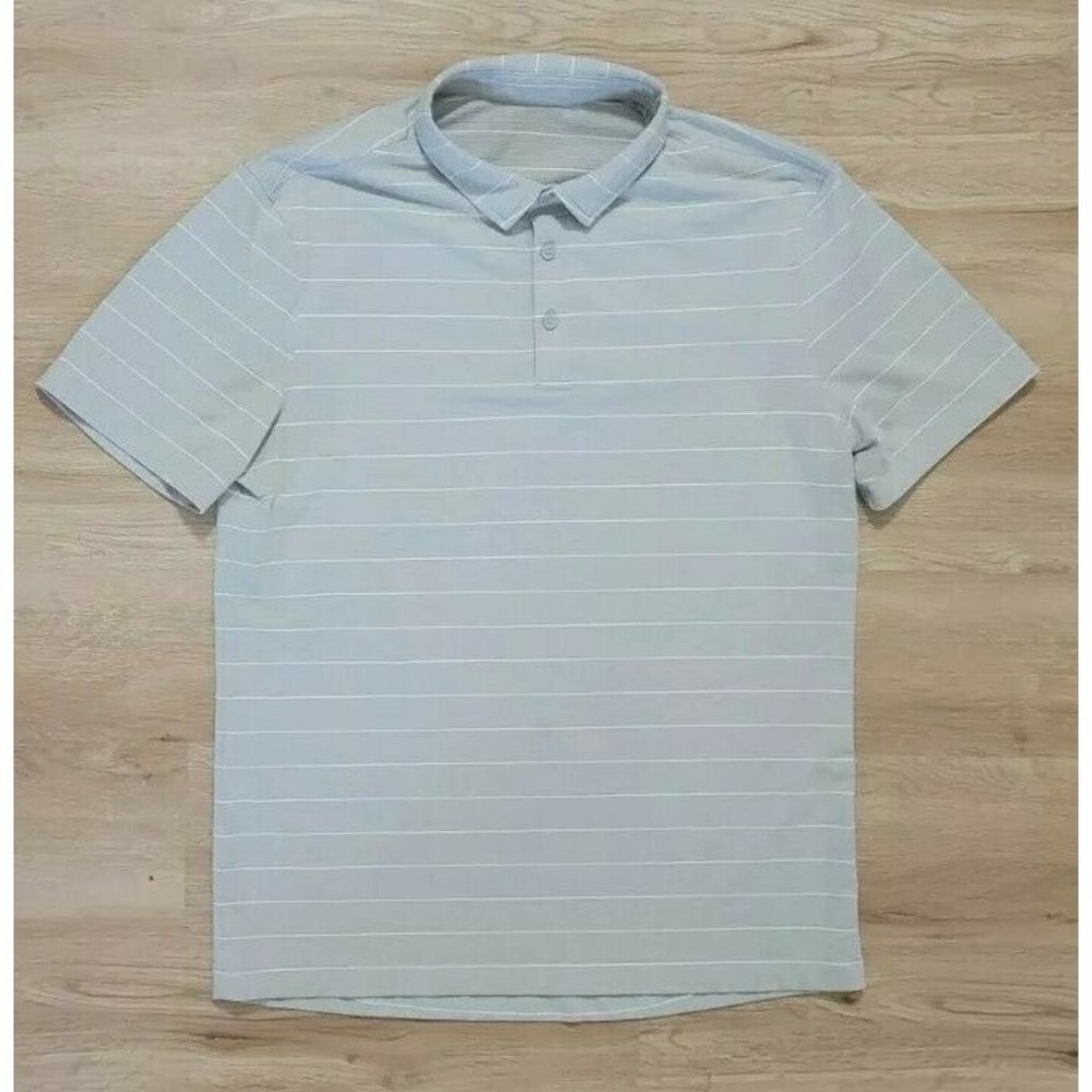 Lululemon Mens Polo Size Medium Evolution Striped Gray